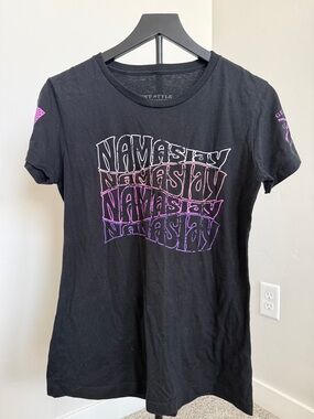 Grunt Style Black T-Shirt with Purple Namaste Design